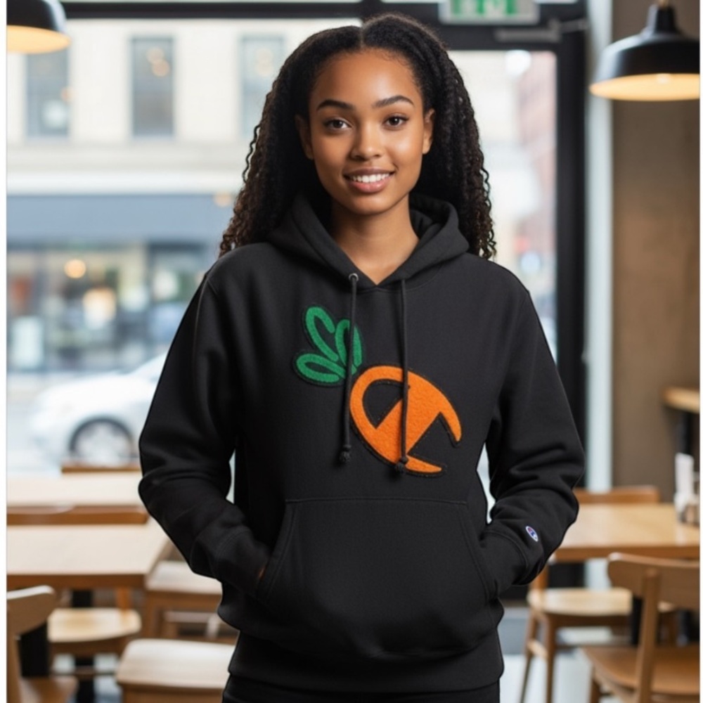 Champion x Anwar CARROTS Reverse Weave Black orange green Hoodie carpet logos